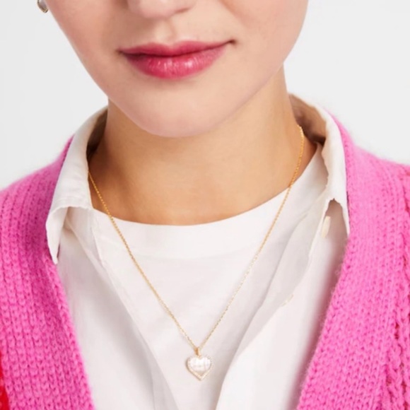KATE SPADE • Take Heart Mother Of Pearl Crystal Necklace - Picture 2 of 4